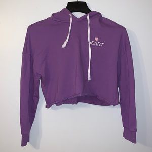 Purple Heart Cropped Hoodie